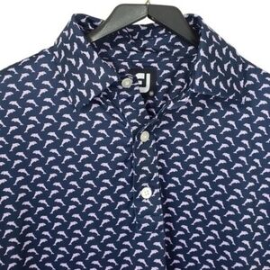 FootJoy Leaping Dolphins Print Lisle Golf Polo Shirt Size Medium